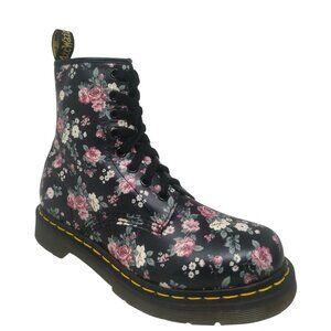 Rare Dr. Martens Pascal 1460 Black Floral Rose Print Leather Combat Boots Size 7